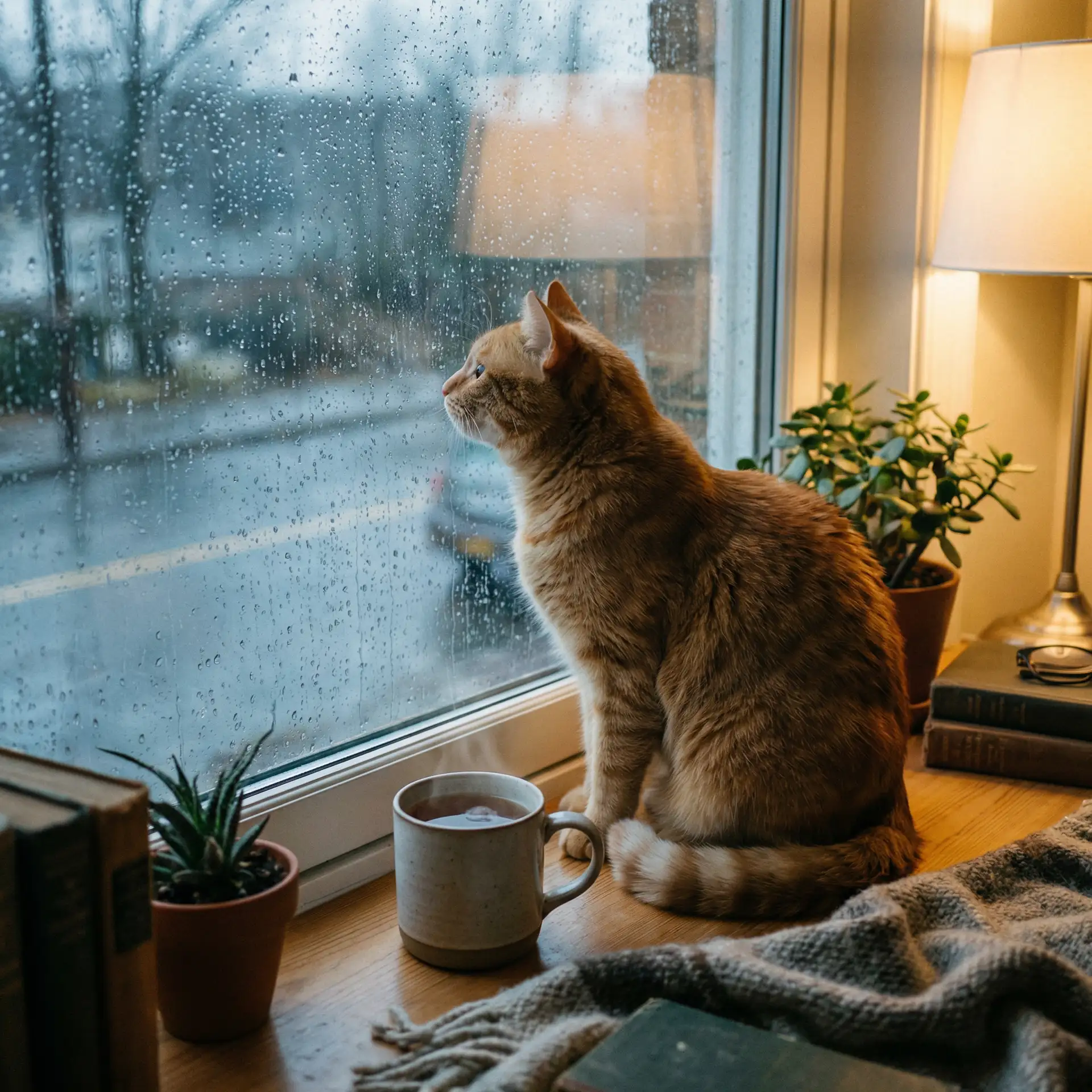 猫咪望着窗外的雨 - 与我同眠在线观看